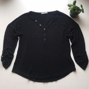 OLIVIA MOON black henley v neck